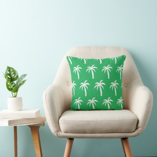 Groene palmboom-werpkussen Preppy Tropisch Kussen