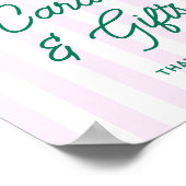 Groene Palmen Roze Strepen Kaarten en Geschenken Poster (Hoek)