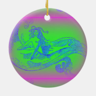 groene papegaai en zeemeervis keramisch ornament