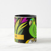 Groene papegaai met sinaasappel en geel mok (Midden)