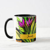 Groene papegaai met sinaasappel en geel mok (Links)