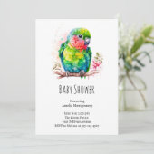Groene papegaai - Schattige Baby Bird Baby shower Kaart (Staand voorkant)