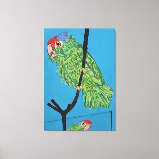 Groene papegaai verpakt canvas (Voorkant)