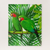 Groene papegaaien in een Oerwoud-instelling Legpuzzel (Verticaal)