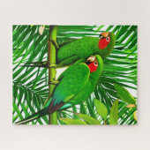 Groene papegaaien in een Oerwoud-instelling Legpuzzel (Horizontaal)
