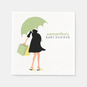 Groene paraplu mama Baby shower Servetten