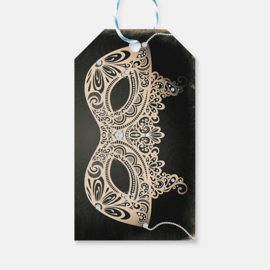 Groene parel-maskerade masker zoete 16 feestje vin cadeaulabel (Achterkant)