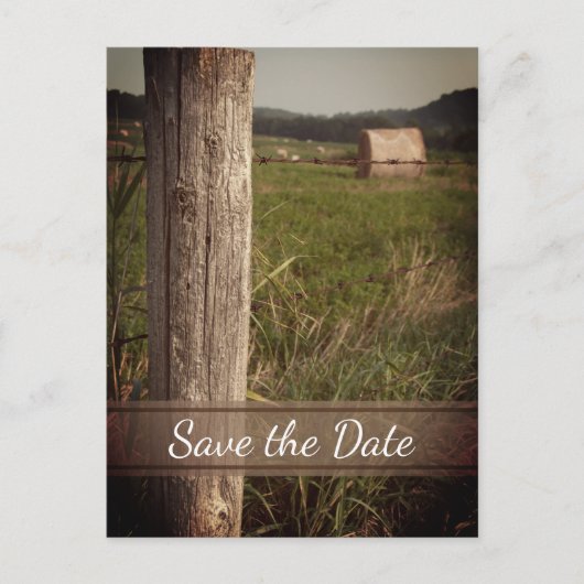 Groene pasteien Landbruidsbruiloft Opslaan Datum Aankondigingskaart (Voorkant)