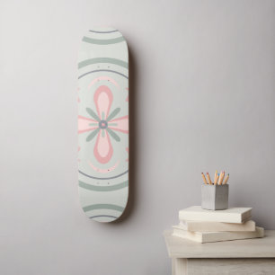 Groene Pastel Bloementegels Skateboard