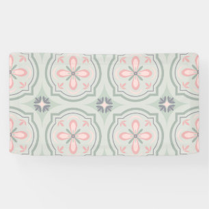 Groene Pastel Bloementegels Spandoek