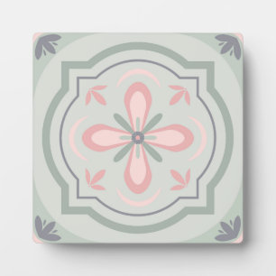 Groene Pastel Bloemtegels Fotoplaat