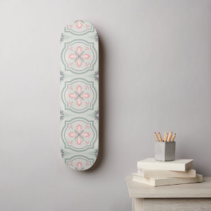 Groene Pastel Bloemtegels Skateboard