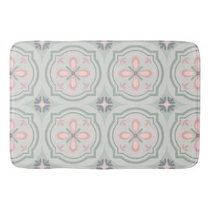 Groene Pastel Bloemtjes Tegels Badmat