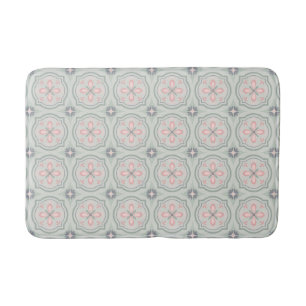 Groene Pastel Bloemtjes Tegels Badmat