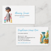 Groene Pastel Cartoon man Reiniging Visitekaartje (Voorkant / Achterkant)