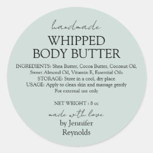 Groene Pastel Handgemaakte Body Butter Biologisch Ronde Sticker