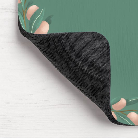 Groene pastel met roze bloemen muismat (Hoek)