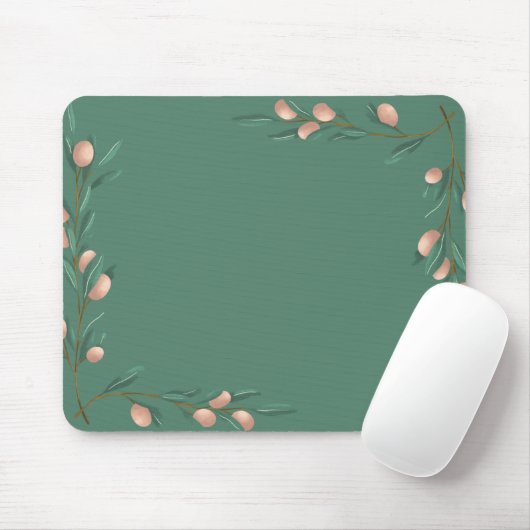 Groene pastel met roze bloemen muismat (Met muis)