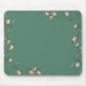 Groene pastel met roze bloemen muismat (Voorkant)