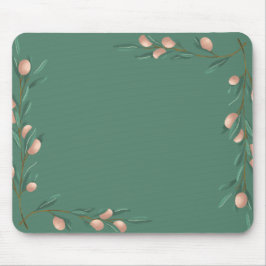 Groene pastel met roze bloemen muismat