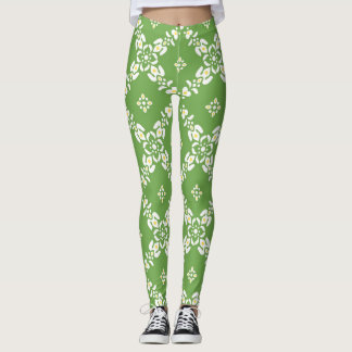 Groene patronen bladeren bloemen leggings