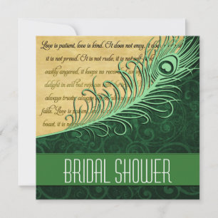 Groene Peacock Bridal Shower Invitations Kaart