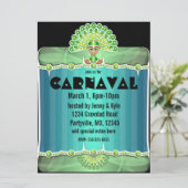 Groene Peacock Lady Carnaval Uitnodigingen (Staand voorkant)