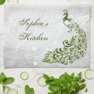 Groene Peacock Persoonlijke keukenhanddoeken