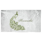 Groene Peacock Persoonlijke Kussenslopen (Voorkant-Links)