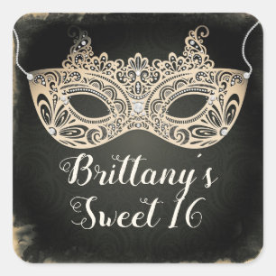 Groene Pearl Masquerade Mask Sweet 16 Party Vierkante Sticker