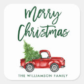 Groene penseel  kerstmis met gebak vierkante sticker (Voorkant)