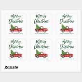 Groene penseel  kerstmis met gebak vierkante sticker (Vel)