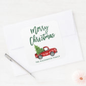 Groene penseel  kerstmis met gebak vierkante sticker (Envelop)