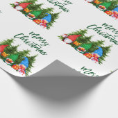 Groene Penseelscript Waterverf Gnomen Trees Cadeaupapier (Hoek)