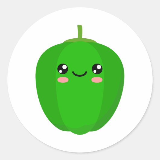Groene peper ronde sticker (Voorkant)