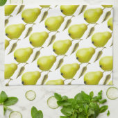 Groene Peren op Wit Theedoek (Gevouwen)