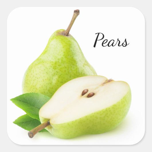 Groene peren vierkante sticker (Voorkant)