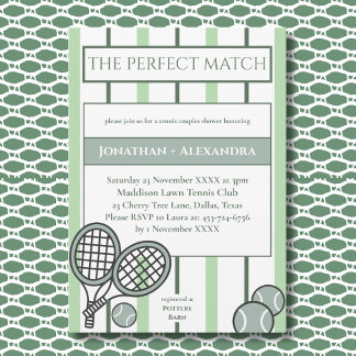 Groene Perfecte Match Tennis Koppels Bruidsfeest Kaart