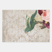 Groene perrot met Rozen op krant Inpakpapier Vel (Voorkant 2)