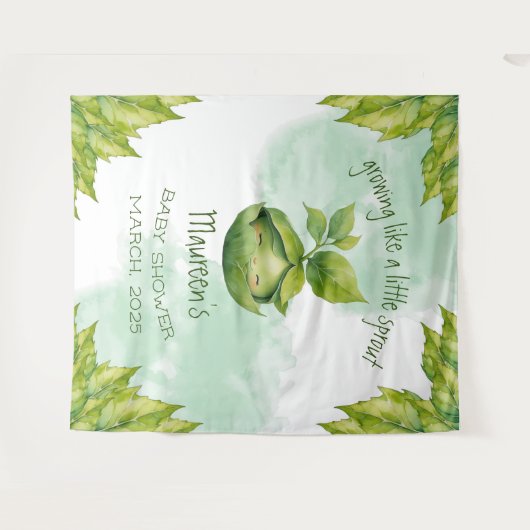 Groene Persoonlijke Geïllustreerde Baby Borrel voo Wandkleed (Voorkant (horizontaal))