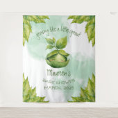 Groene Persoonlijke Geïllustreerde Baby Borrel voo Wandkleed (Voorkant)