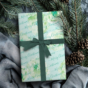 Groene persoonlijke kerstscript, Floral Cadeaupapier