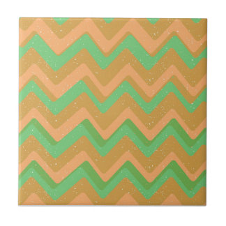 Groene perzik geometrisch Chevron Zig Zag patroon Tegeltje