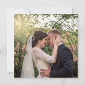 Groene perzik roze bloemige fotoscript dank u kaart (Achterkant)