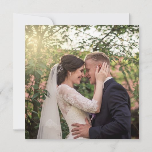 Groene perzik roze bloemige fotoscript dank u kaart (Achterkant)