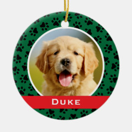 Groene Pet Verf Drukt Aangepaste Dog Naam Foto Keramisch Ornament