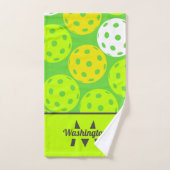 Groene Pickleball Cool Modern Monogram Handdoek (Handdoek)
