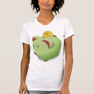 Groene Piggy Bank Vrouwen T-shirt