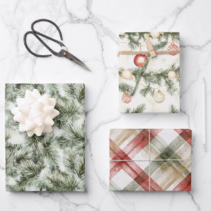 Groene Pijnboom Kerstmis Inpakpapier Vel