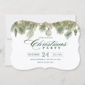 Groene pijnboomtak met kerstfeest ornamenten kaart (Voorkant)